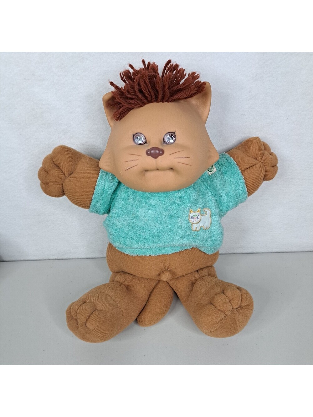 Vintage 1983 Cabbage Patch Kids Koosas Cat Brown w Blue Cat Shirt Xavier Roberts
